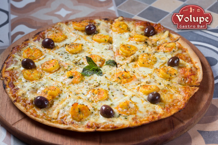 Pizza grande de camarão